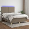 vidaXL Letto a Molle con Materasso e LED Tortora 140x190 cm in Tessuto