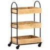 vidaXL Carrello da Cucina a 3 Livelli 46x30x76 cm in Massello di Mango