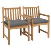 vidaXL Sedie da Giardino 2 pz con Cuscini Grigi in Massello di Teak