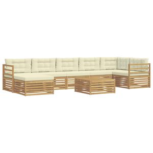vidaXL Set di divani da esterno 8 pcs Bianco e Crema Poliestere