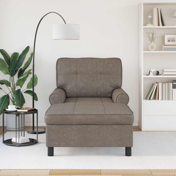 vidaXL Chaise Lounge Grigio 91 x 157 x 91 cm Pelle Sintetica