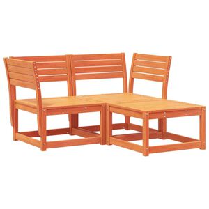 vidaXL Set Divani da Giardino 3 pz Marrone Cera Legno Massello Pino