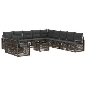 vidaXL Set Divano da Giardino 12 pcs Grigio polyrattan