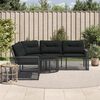 vidaXL Divano da Giardino a L con Cuscini e Pouf Nero in Polyrattan