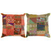 vidaXL Cuscini Patchwork 2 pz Realizzati a Mano 45x45 cm Arancio/Verde