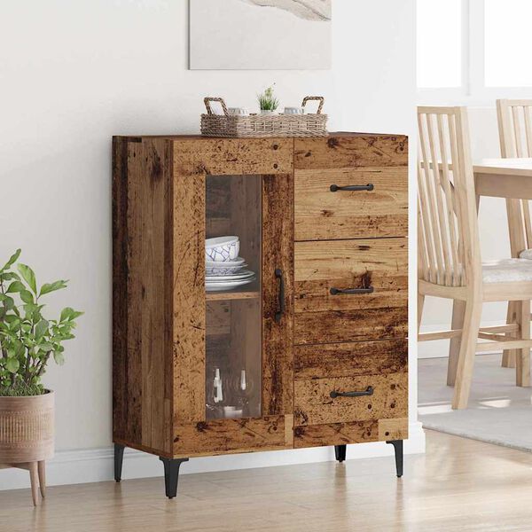 vidaXL Credenza con cassetto Legno vecchio 69,5 x 34 x 90 cm