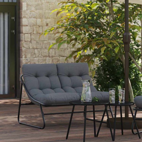 vidaXL Arredamento da Giardino con cuscino Nero 110 x 81 x 71 cm