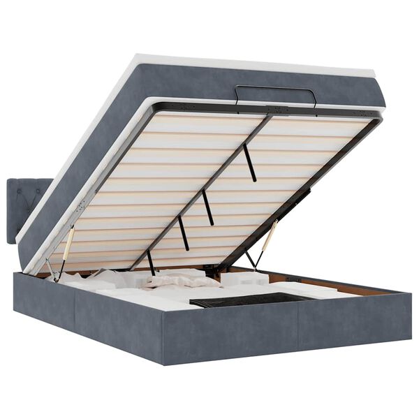 vidaXL Struttura Letto Pouf con Materasso 140x190 cm Velluto