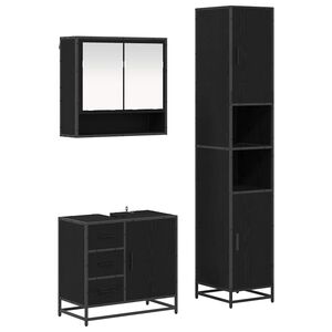 vidaXL Set di mobili per il bagno 3 pcs Rovere Nero Legno multistrato