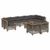 vidaXL Set Divano da Giardino 10 pz con Cuscini Grigio in Polyrattan
