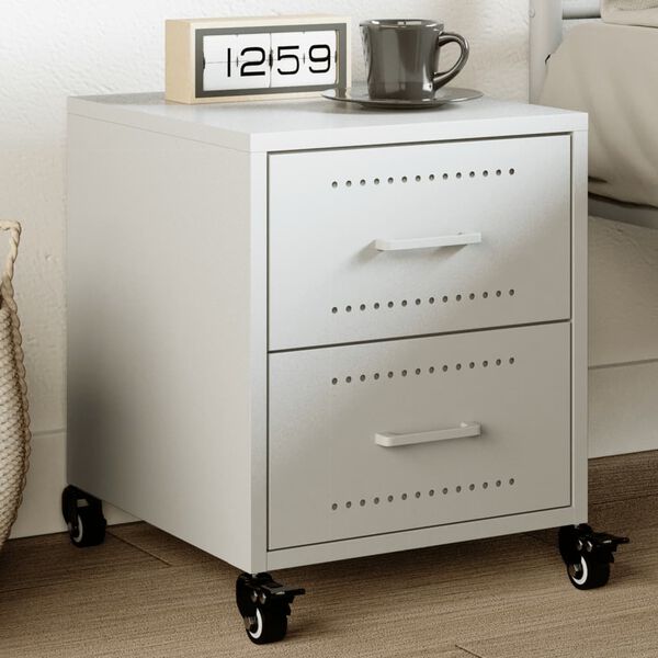 vidaXL Comodino Bianco 36x39x43,5 cm in Acciaio