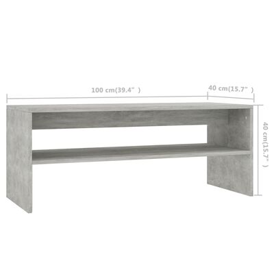 vidaXL Tavolino Salotto Grigio Cemento 100x40x40 cm Legno Multistrato