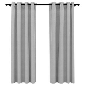 vidaXL Tende Oscuranti Effetto Lino con Occhielli 2pz 140x175cm Grigio