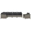 vidaXL Set Divani da Giardino 7 pz con Cuscini in Polyrattan Grigio