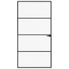 vidaXL Porta Interna Nera 102x201,5 Vetro Temperato Alluminio Sottile