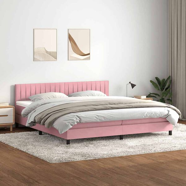 vidaXL Giroletto a Molle con Materasso Rosa 180x220 cm in Velluto