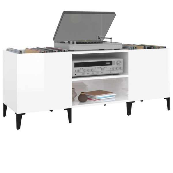 vidaXL Mobile Porta Dischi Bianco 121x38x48 cm in Legno Multistrato