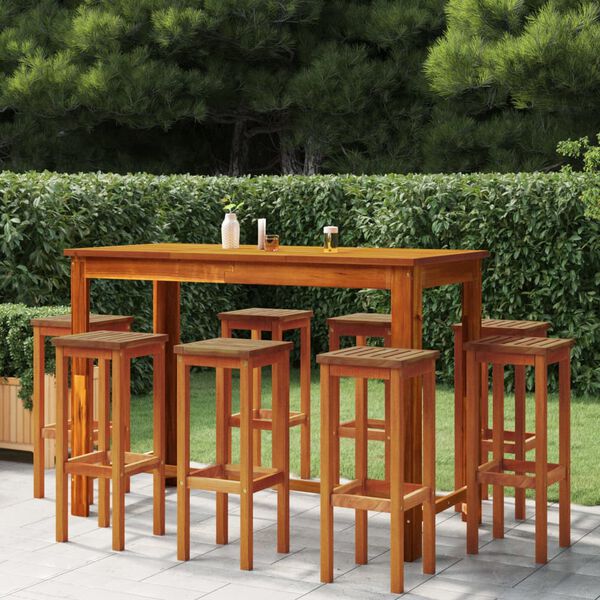 vidaXL Set da Bar per Giardino 9 pz in Legno Massello di Acacia