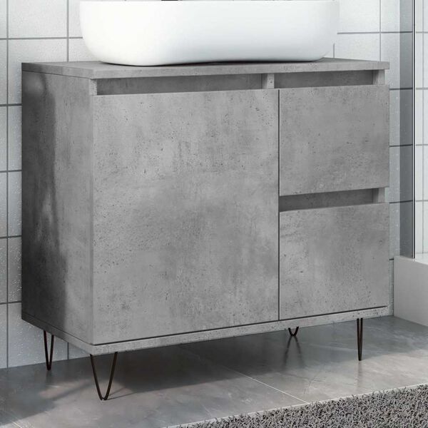 vidaXL Armadietto da Bagno Grigio Cemento 65x33x60cm in Truciolato