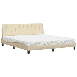 vidaXL Letto con Materasso Hanko Crema 180x200 cm in Tessuto