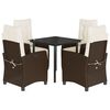 vidaXL Set da Pranzo da Giardino 5pz con Cuscini in Polyrattan Marrone