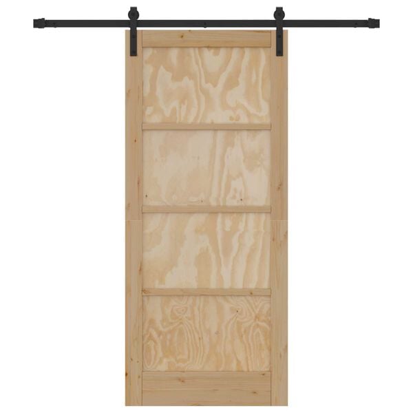 vidaXL Porta scorrevole Naturale e Nero 86 x 198,5 cm Pino massello