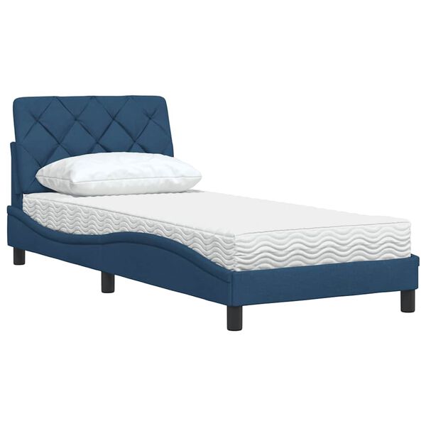 vidaXL Letto con Materasso Blu 90x200 cm in Tessuto