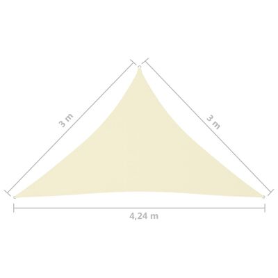 vidaXL Parasole a Vela Oxford Triangolare 3x3x4,24 m Crema