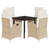vidaXL Set da Pranzo da Giardino 5 pz con Cuscini Beige in Polyrattan