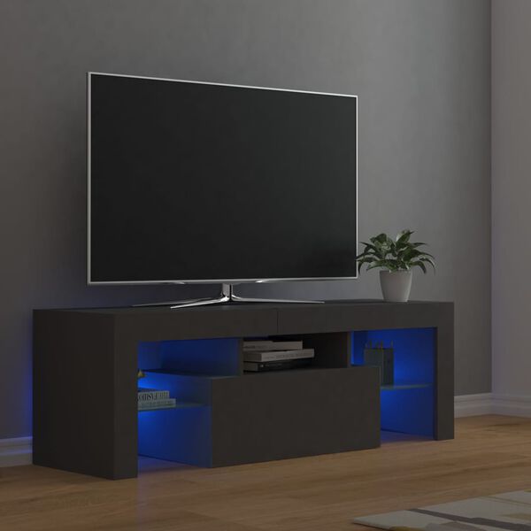 vidaXL Mobile Porta TV con Luci LED Grigio 120x35x40 cm
