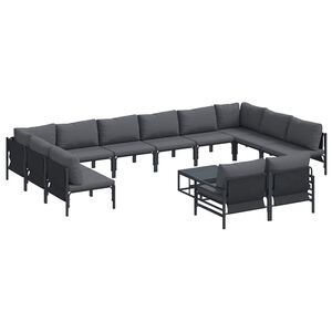 vidaXL Set Divano da Giardino 13 pz Nero Acciaio