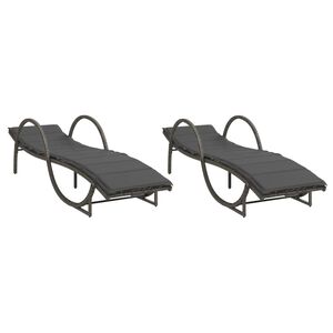 vidaXL Lettini Prendisole 2 pz con Cuscini Grigio in Polyrattan