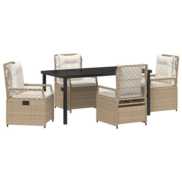 vidaXL Set da Pranzo per Giardino 5 pcs Beige e Bianco Crema