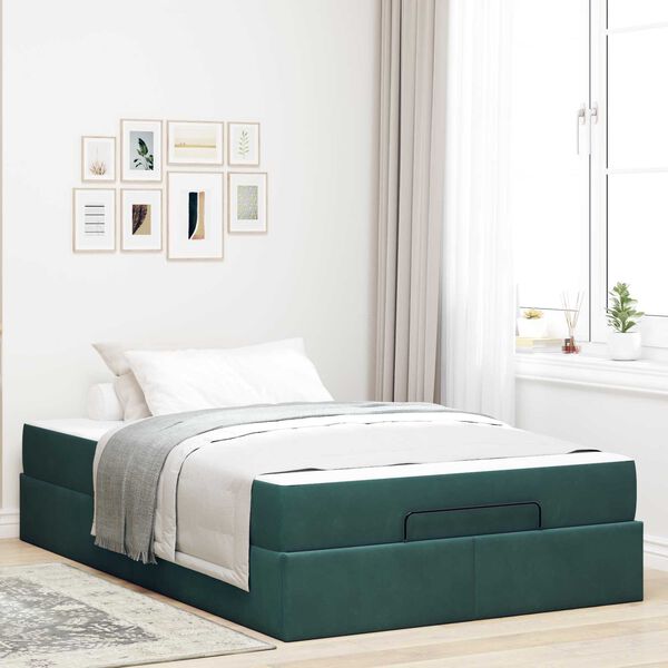 vidaXL Struttura letto con materasso con materasso 2 pcs Verde Velluto