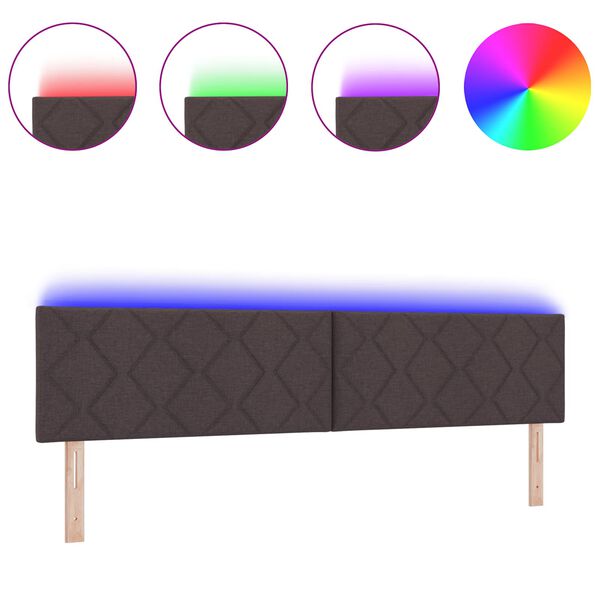 vidaXL Testiera con luci a strisce a LED Marrone 200 cm Tessuto