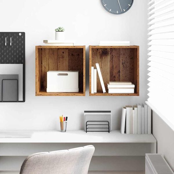 vidaXL Armadietto a muro 2 pcs Legno vecchio 37 x 37 x 37 cm