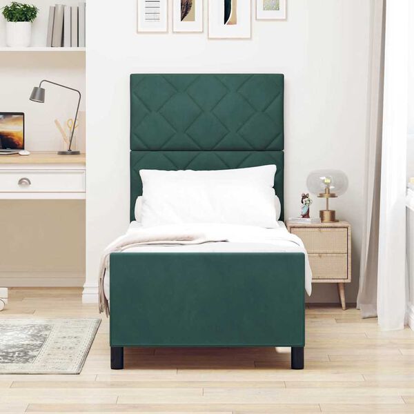 vidaXL Letto a molle con testiera Verde Scuro 80 x 200 cm Velluto