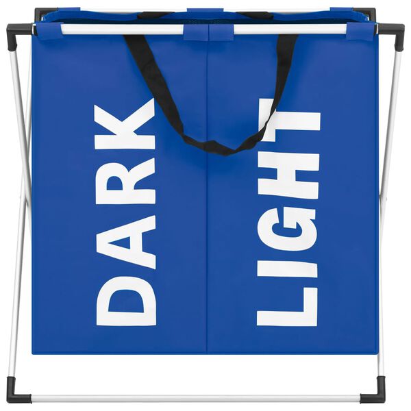 vidaXL Portabiancheria a 2 Sezioni Blu