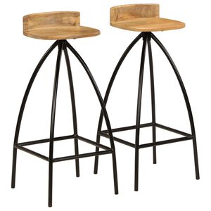 vidaXL Sgabelli da Bar 2 pz in Legno Massello di Mango