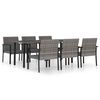 vidaXL Set da Pranzo da Giardino 7 pz in Polyrattan Grigio