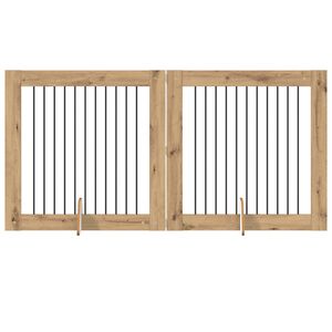 vidaXL Cancello per cani con supporti 2 pcs Rovere Artigianale