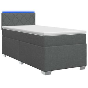 vidaXL Letto con Box Spring, Materasso e LED Grigio Scuro 100 x 200 cm