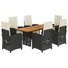 vidaXL Set da Pranzo da Giardino 7 pz Nero con Cuscini in Polyrattan