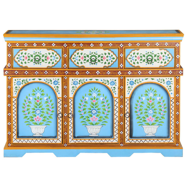 vidaXL Credenza Dipinta a Mano Multicolore 110x30x76cm Mango Massello