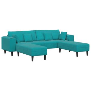vidaXL Divano 3 pz Turchese Velluto