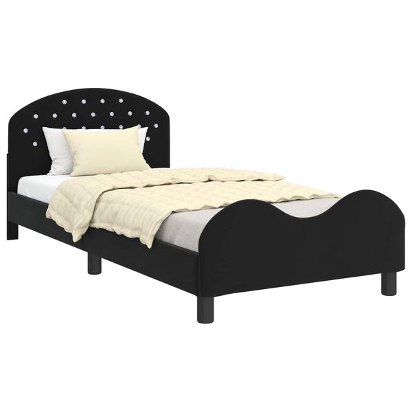 vidaXL Struttura letto bambini con testata Nero 90 x 200 cm Velluto