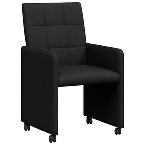 vidaXL Sedie da Pranzo con Ruote 2 pz Tessuto Nero 58 x 65 x 94 cm