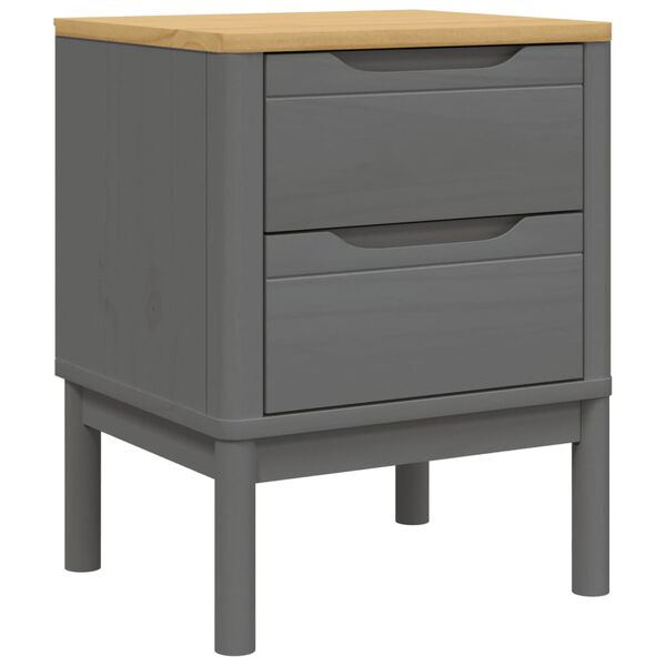 vidaXL Comodino FLORO Grigio 45x39x57 cm in Legno Massello di Pino