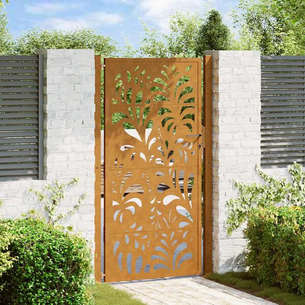 vidaXL Cancello da giardino 100x175 cm in acciaio corten design ondulato