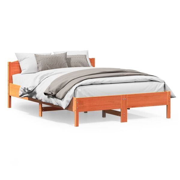 vidaXL Letto senza Materasso Marrone Cera 120x200 cm in Legno di Pino